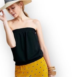 Anthropologie  Black Colusa Smocked Strapless Tube Top
